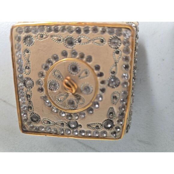 Jewel Rhinestone Covered 2.5" Ceramic Trinket Jewelry Box With Lid Bling - Picture 3 of 3